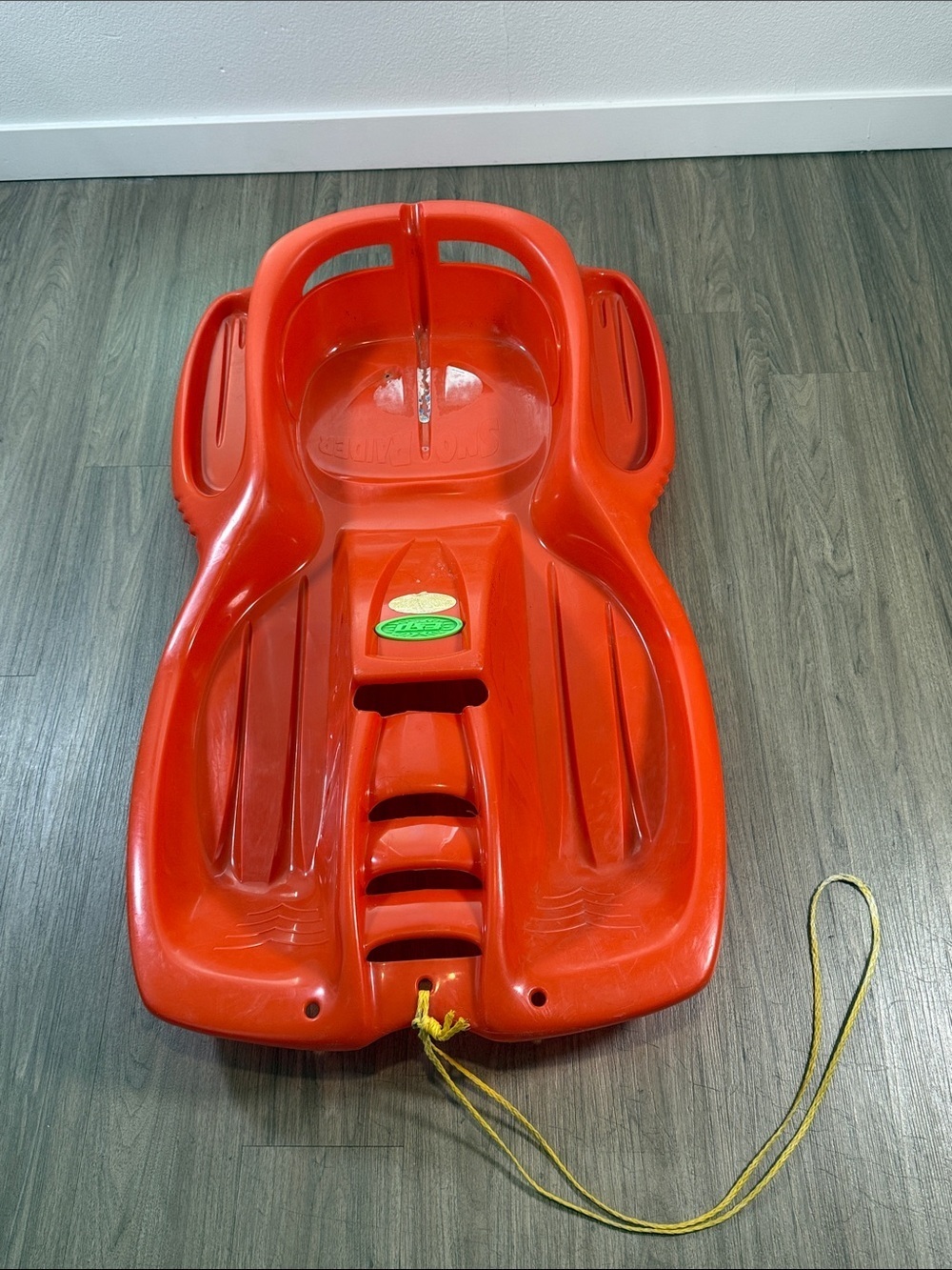 Red Snow Sled with Pull Rope